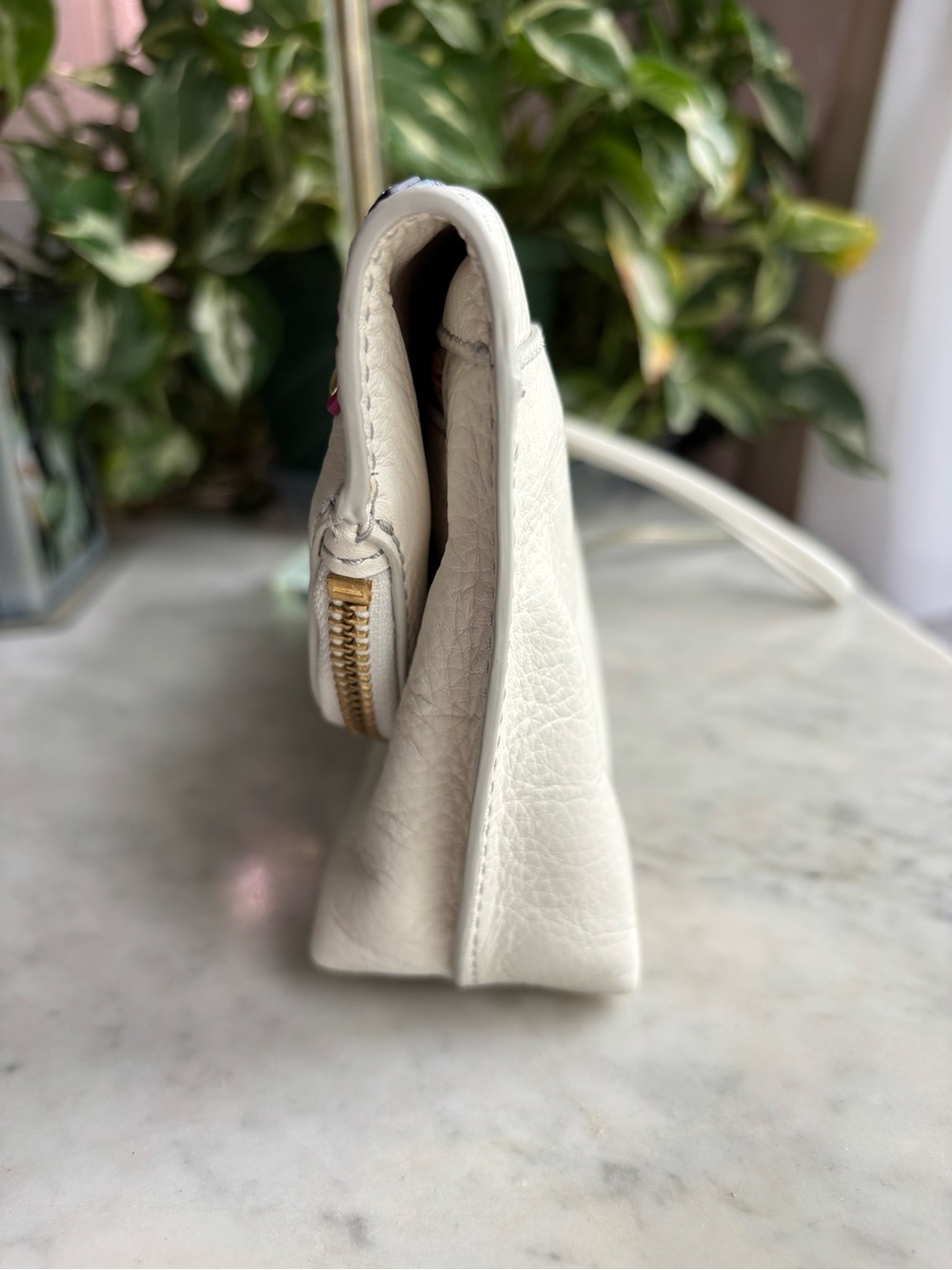 Fossil White Leather Studded Foldover Clutch - Picture 3 of 10